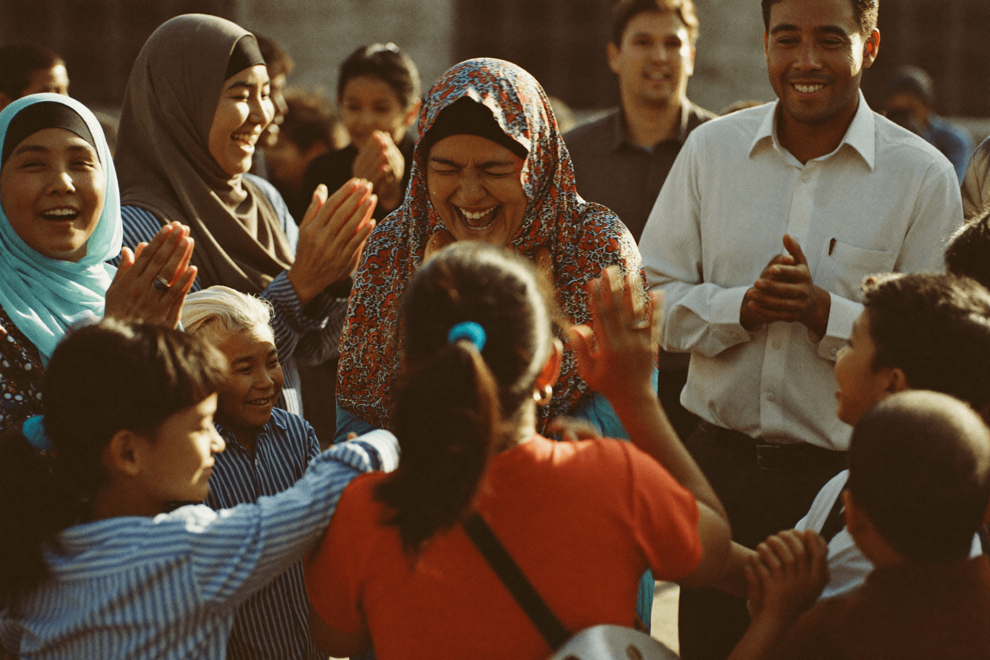 A Muslim community gathered at a mosque event
